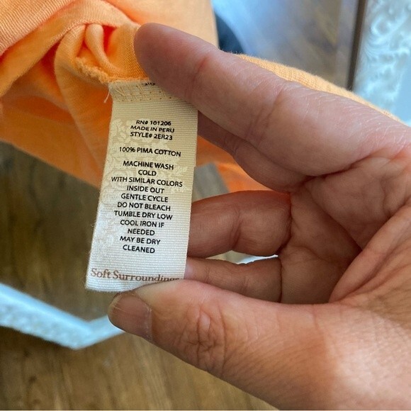 Soft Surroundings Womens Tunic Top Size XS Orange Exposed Seam Teardrop Back - Picture 3 of 10